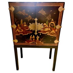 Chinoiserie Cabinet-On-Stand, Japanned Finish, c. 1950-1960