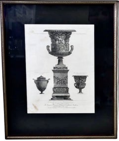 Pair Giovanni Battista Piranesi 18th Century Engravings of Roman Marble Urns