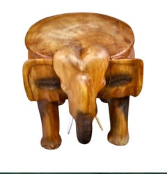 Vintage Carved Teak Elephant with Natral Patina