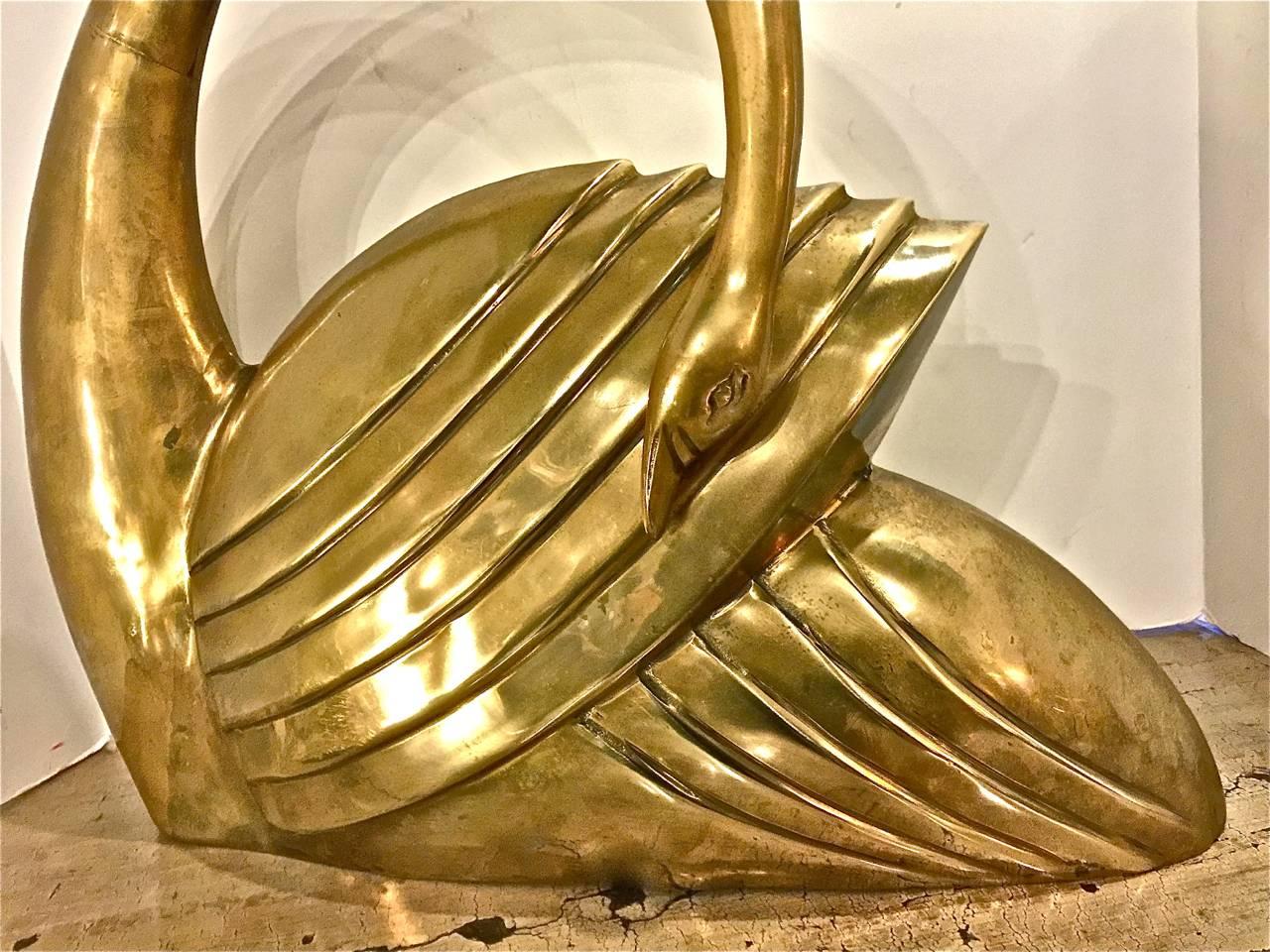 Large Modernist Brass Swan In Good Condition In Pasadena, CA