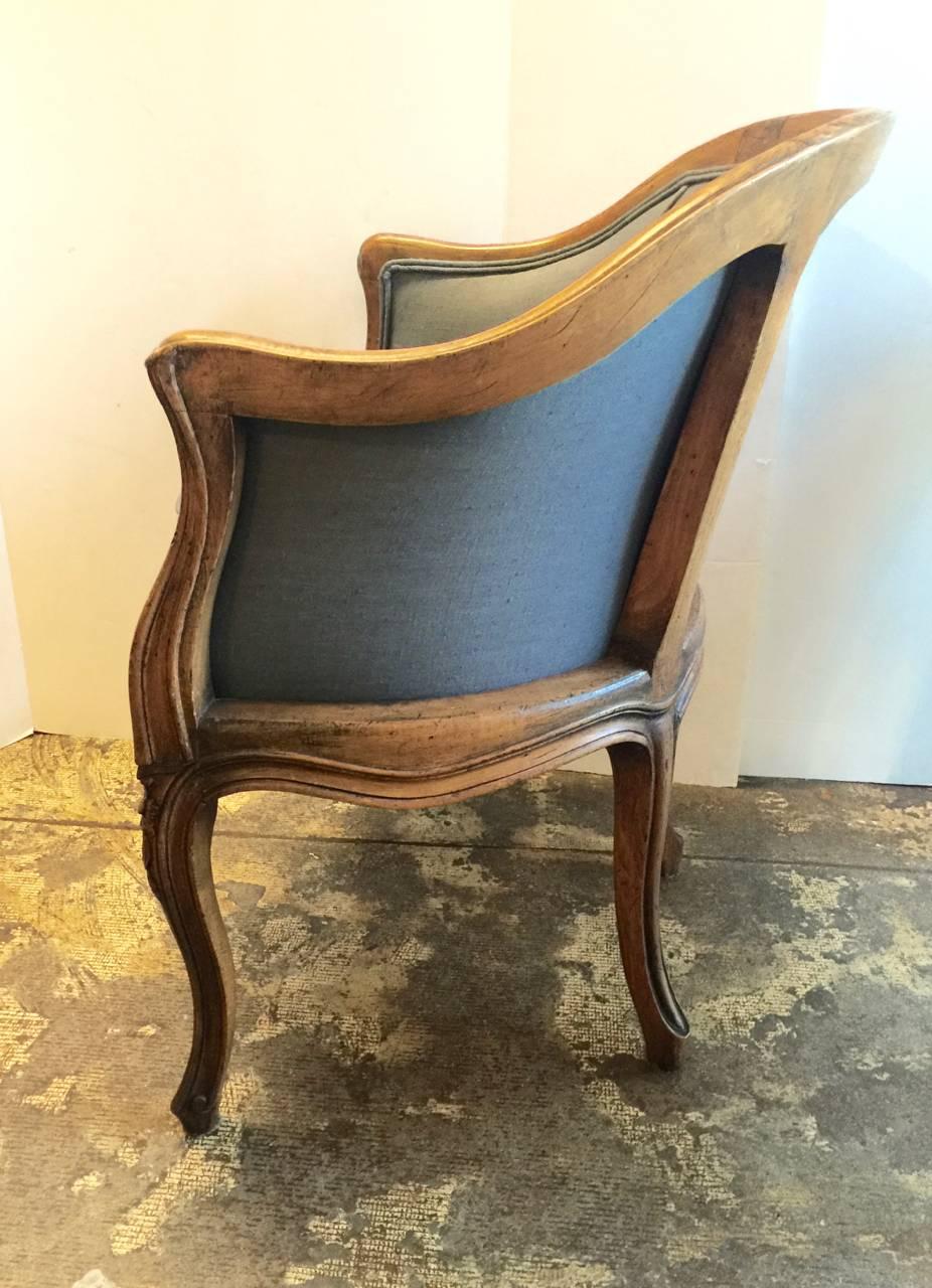 20th Century Pair of Louis XV Style Barrel Back Bergeres