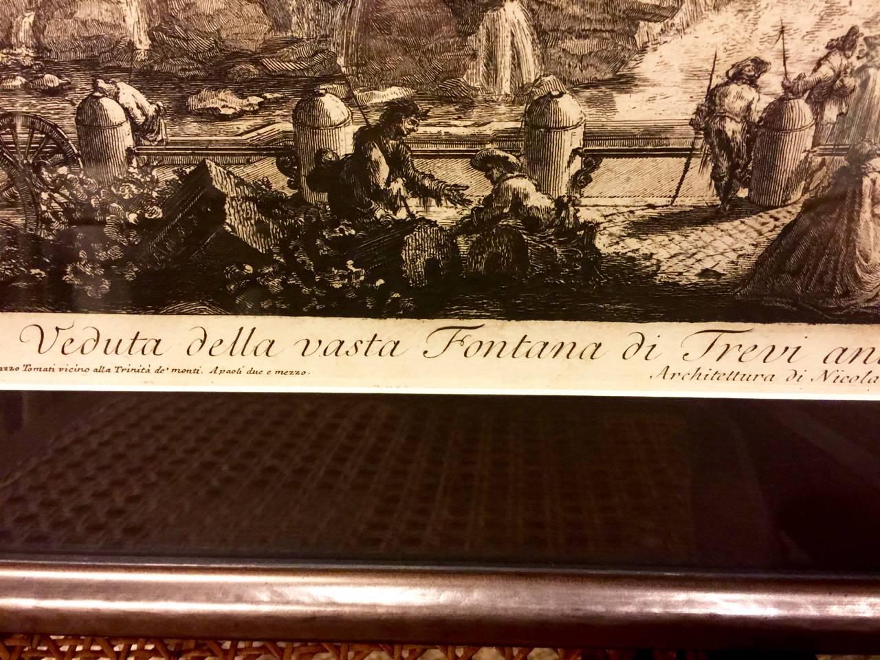 Neoclassical 18th Century Giovanni Battista Piranesi Engraving of Trevi Fountain