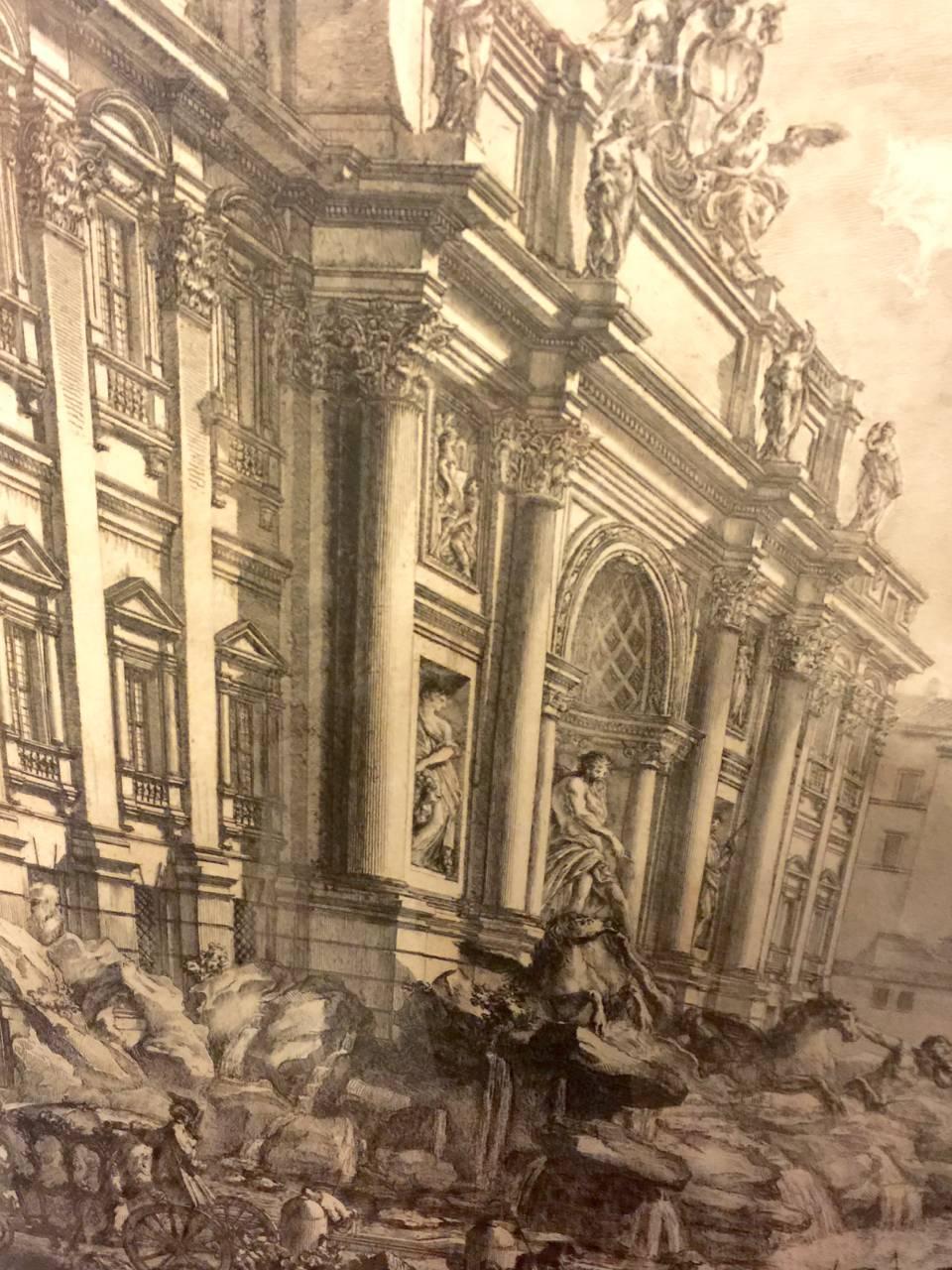 18th Century and Earlier 18th Century Giovanni Battista Piranesi Engraving of Trevi Fountain