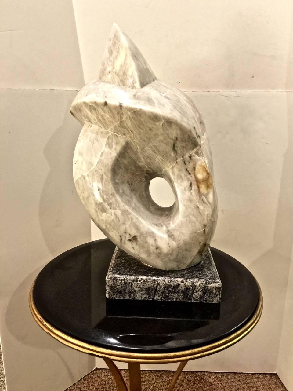Hand-Carved 20th Century Marble Abstract Brutalist Sculpture