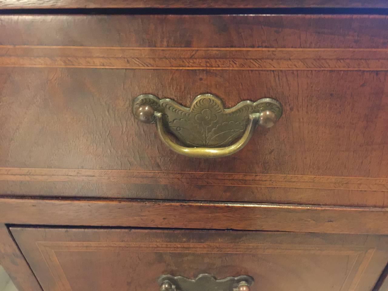 Brass 18th Century Walnut Kneehole Desk