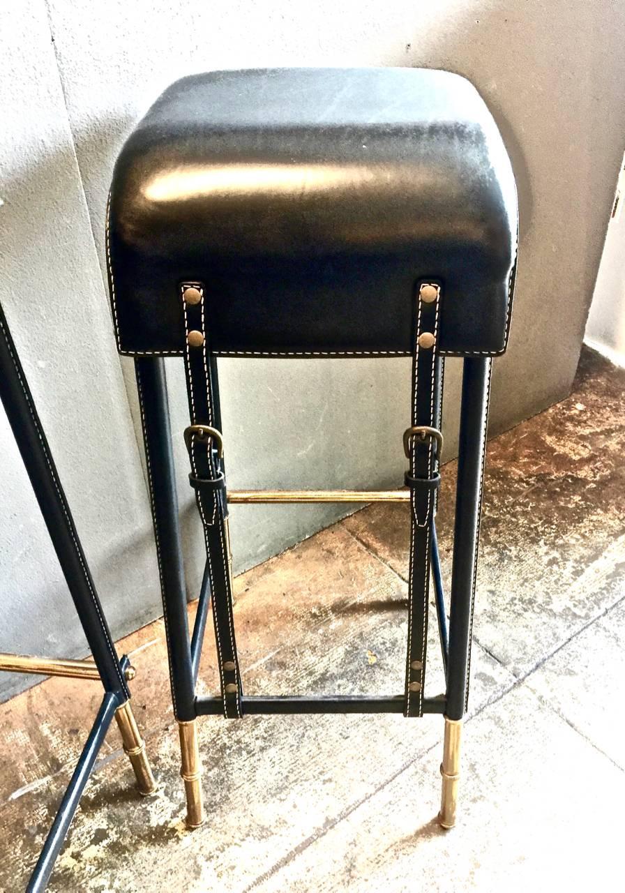 Original Jacques Adnet Tall Stools or Bar Stools 2