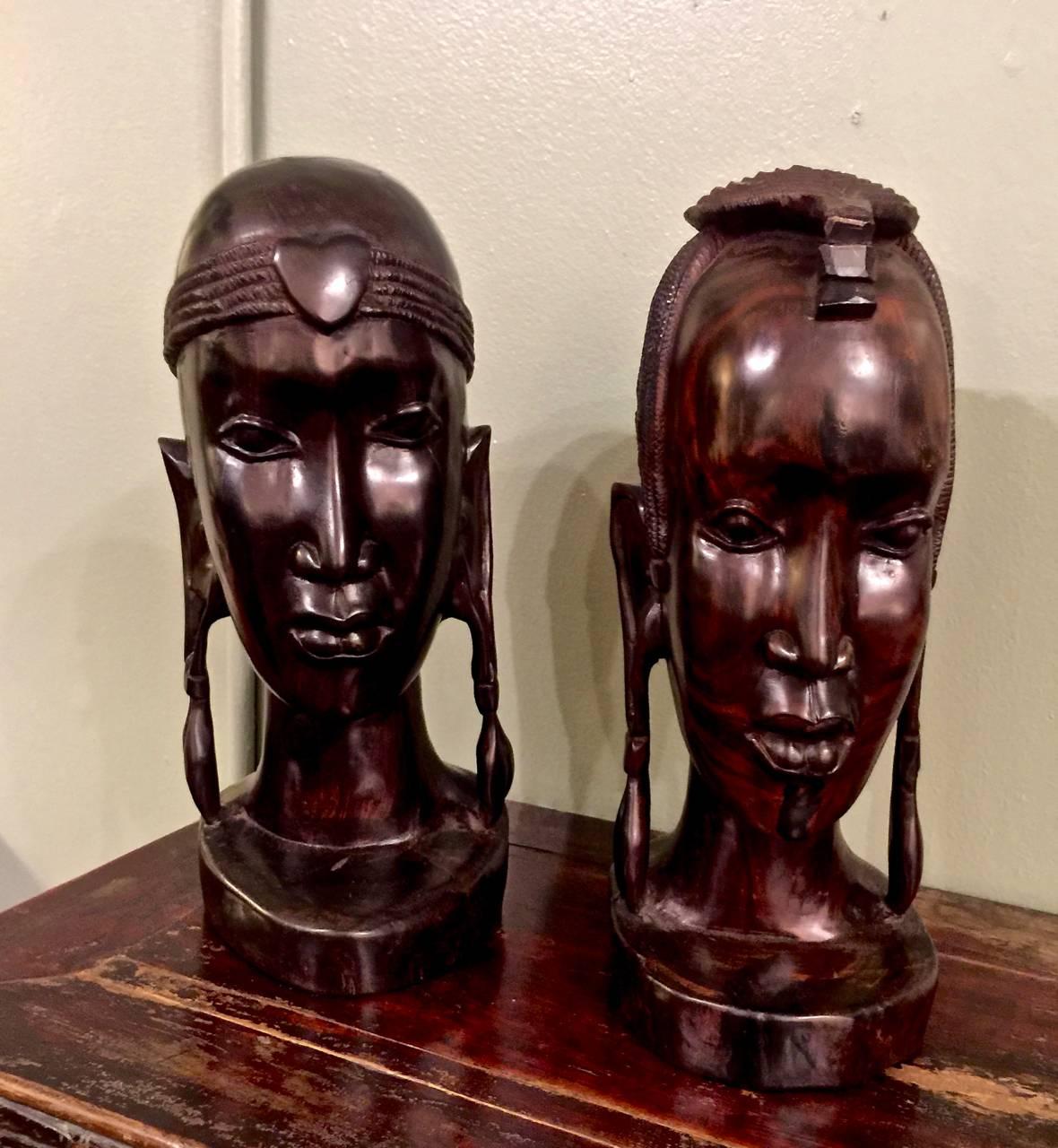 Tribal 20th Century African Ebony Male Bust For Sale