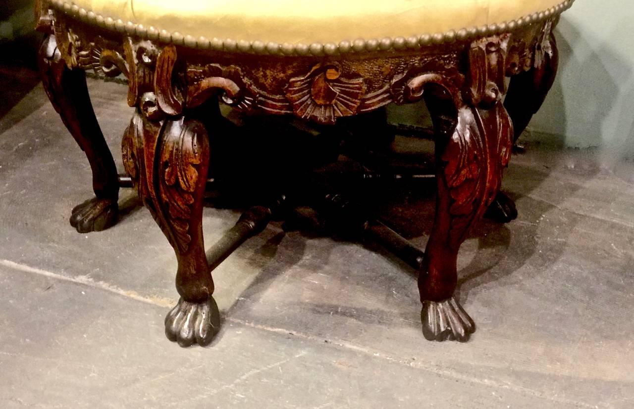 Hand-Carved 19th Century Anglo-Raj Barrel Back Chair