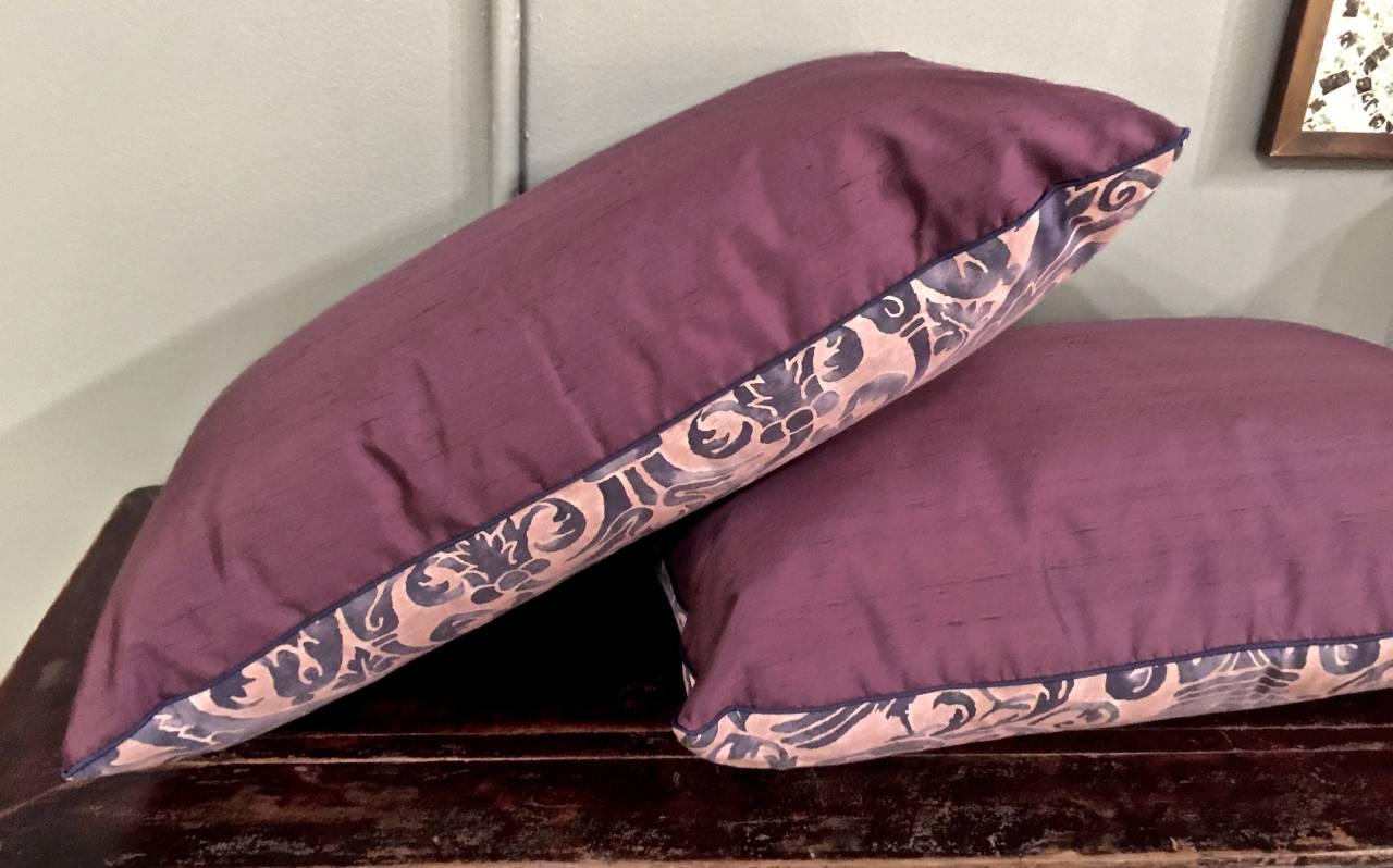 Cotton Vintage Fortuny Pillows in Ucelli Patern