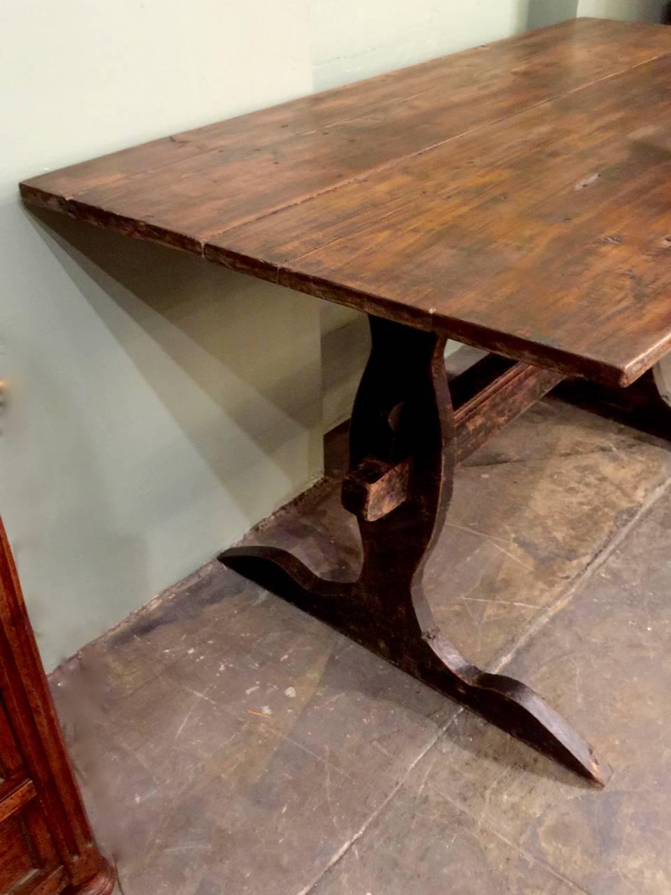 Country Antique Swedish Trestle Table, circa 1800