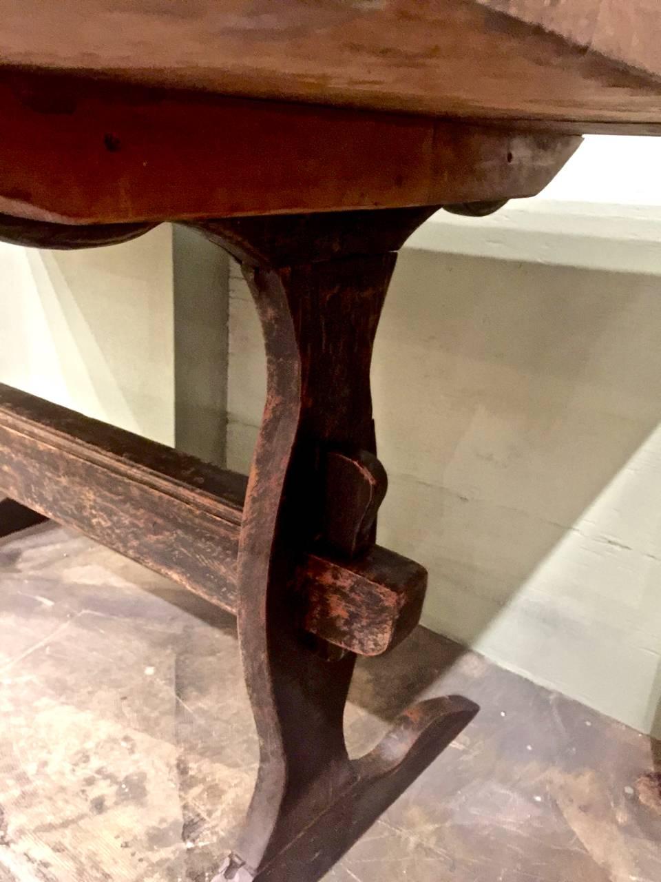 Antique Swedish Trestle Table, circa 1800 In Good Condition In Pasadena, CA