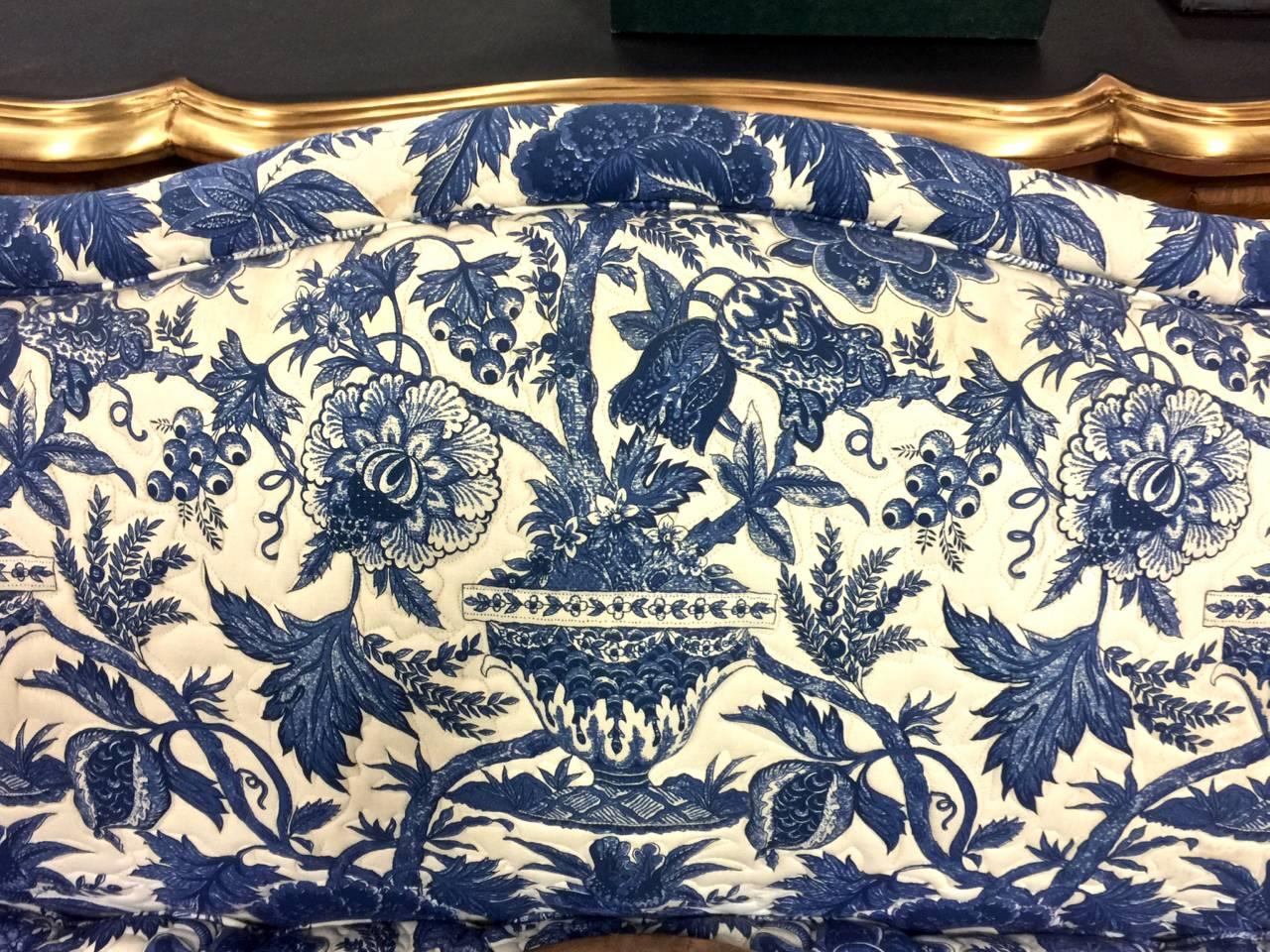 Cotton Pair Vintage Toile Small Louis XV-Style Sofas