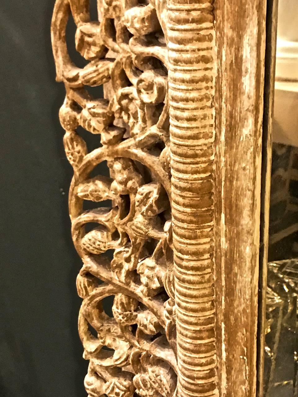 Anglo Raj 19th Century Anglo-Indian Raj Period Carved Mirror