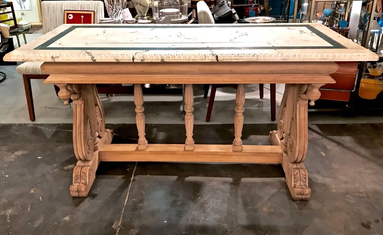 Wood 19th Century Stripped Renaissance Revival Library Table