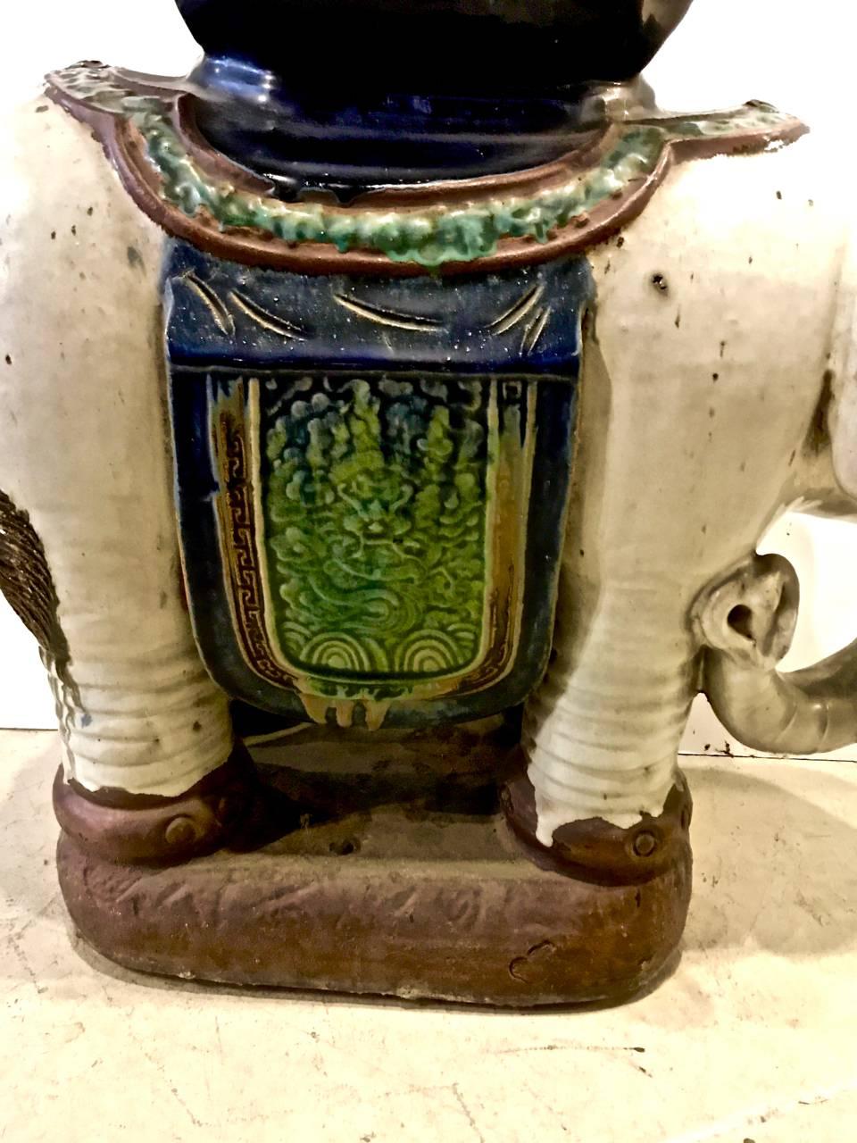Pottery Pair of Asian Elephant Garden Seats, circa 1960