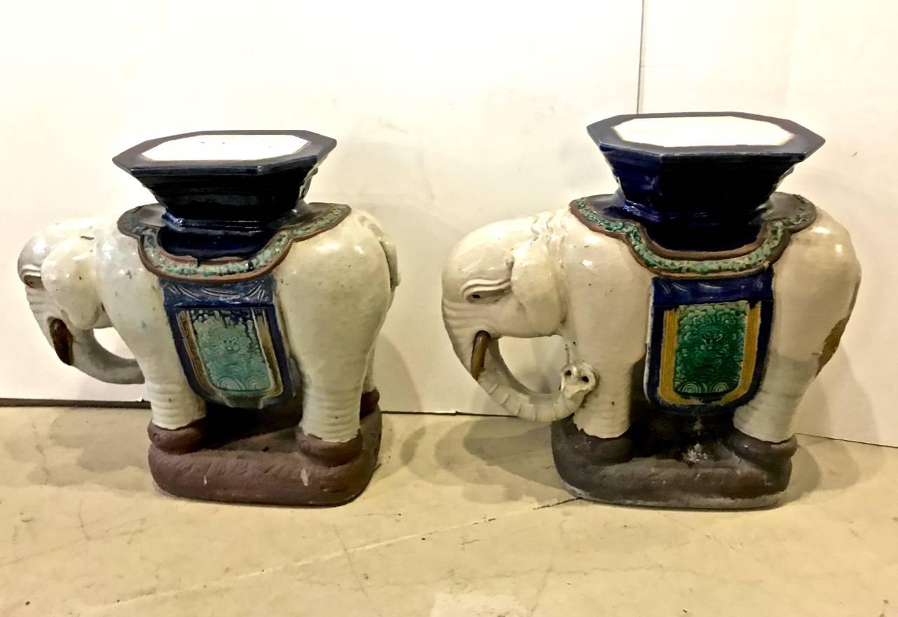 Pair of Asian Elephant Garden Seats, circa 1960 2