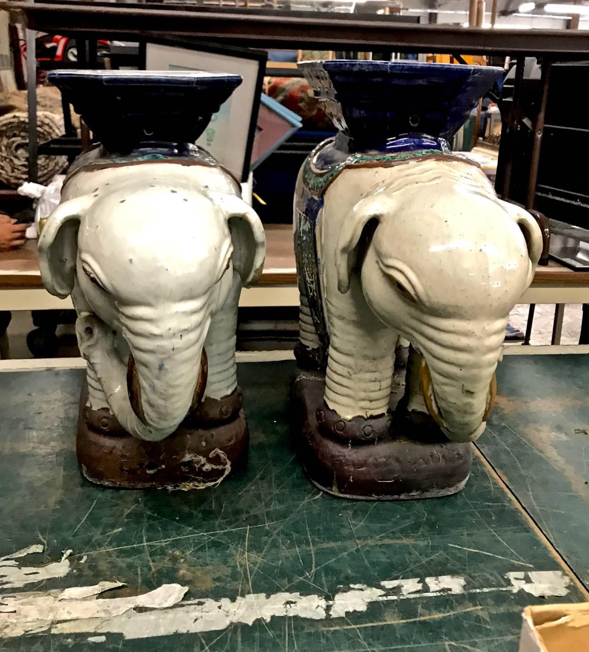 Pair of Asian Elephant Garden Seats, circa 1960 4