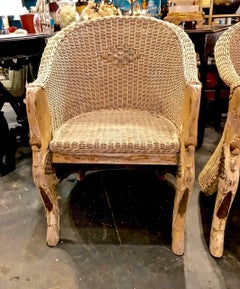 Pair of Deco Wicker Chair in Swan-Form