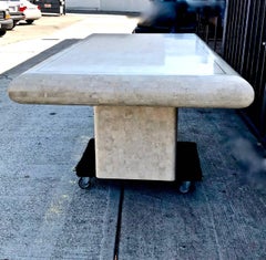 Tessellated Bone and Inlaid Brass Karl Springer Style Dining Table