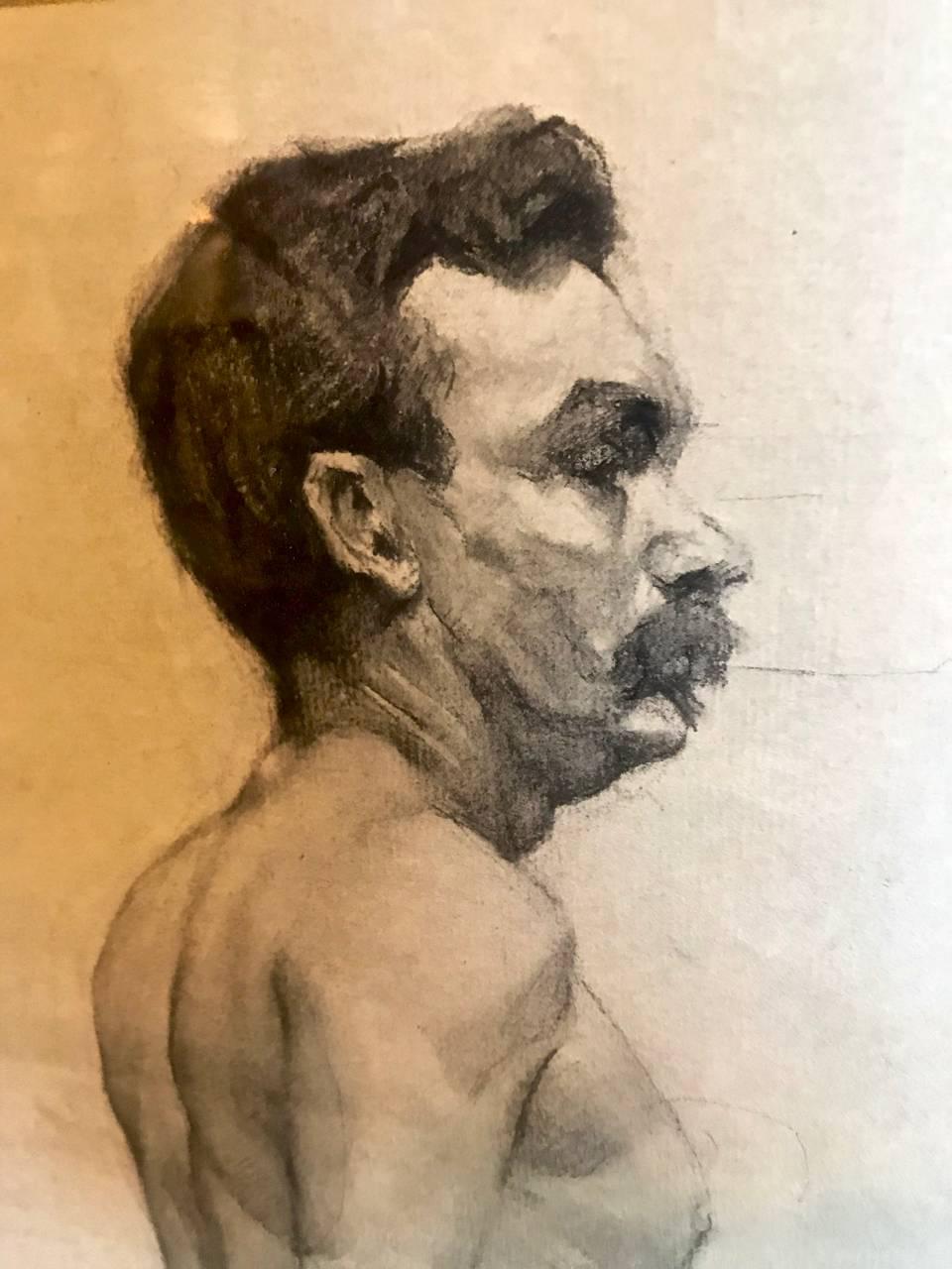 20th Century 19th Century Drawing of Male Nude For Sale