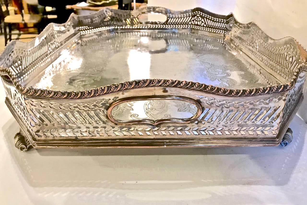 silver plated gallery tray