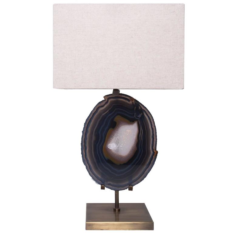 Table Lamp White Agate Brass With Nickel Finish Base Linen Table Lamp In Brazilian Agate Brushed Brass Base With Beige Linen Shade