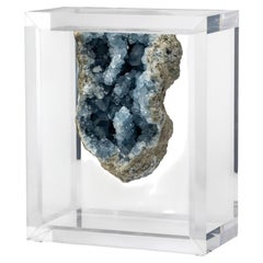 Madagascar Celestite mounted in versatil original design acrylic display