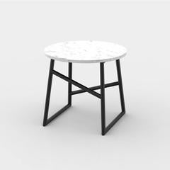 Algedi Side Table, Powder Coated with Marble Top