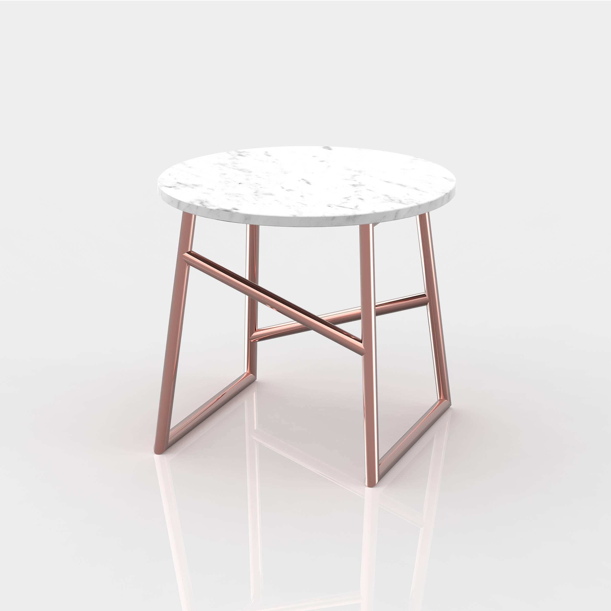 Plated Algedi Side Table, Metallic For Sale
