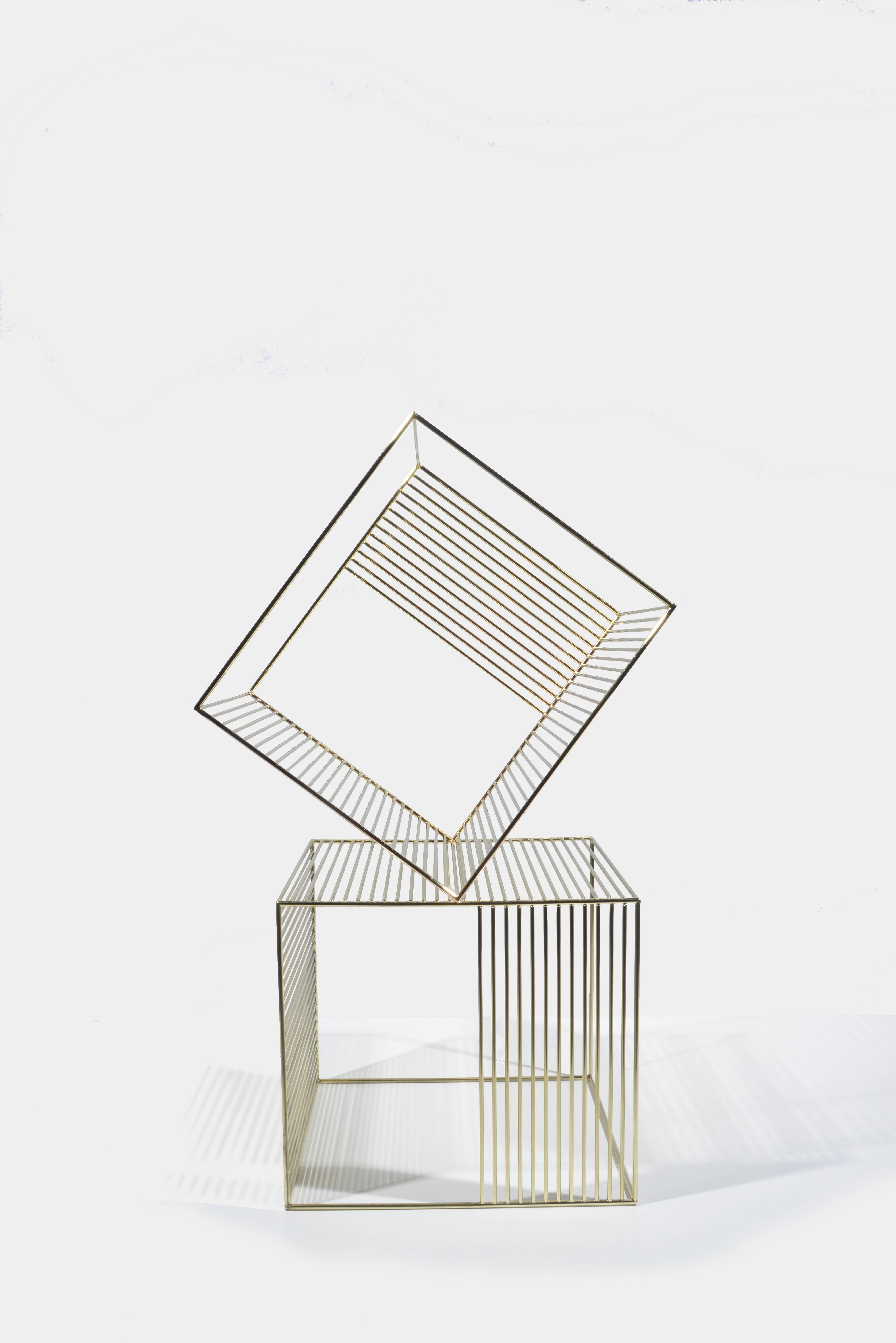American Wire Side Table, Plated Steel For Sale