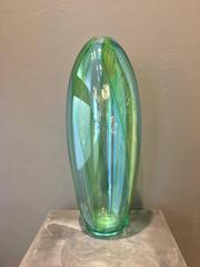 Formia Murano Venice Vintage Light Green Blue Blown Glass Vase, 20th Century