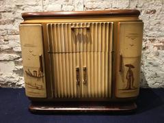 Pier Luigi Colli Discofono Olimpic Painted Music Bar Cabinet Design, 1950, Italy