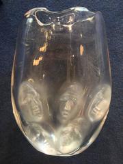 Pino Signoretto Blown Glass Vase Faces Visi Murano Venice, Italy Sp2028