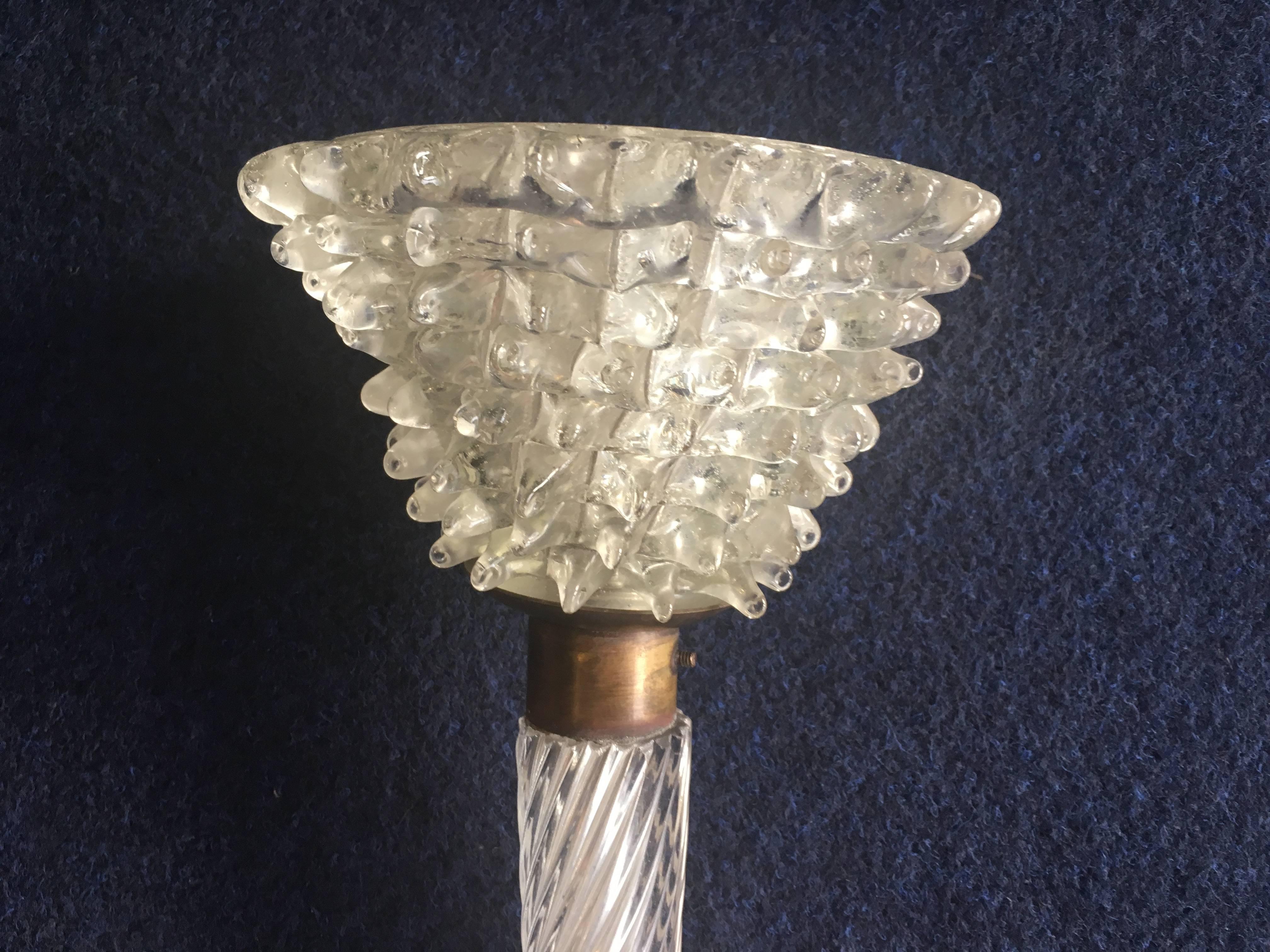 Barovier Wall Blown Rostrato Glass Lamp Murano Venice, 20th Century, Italy In Excellent Condition For Sale In Udine, IT