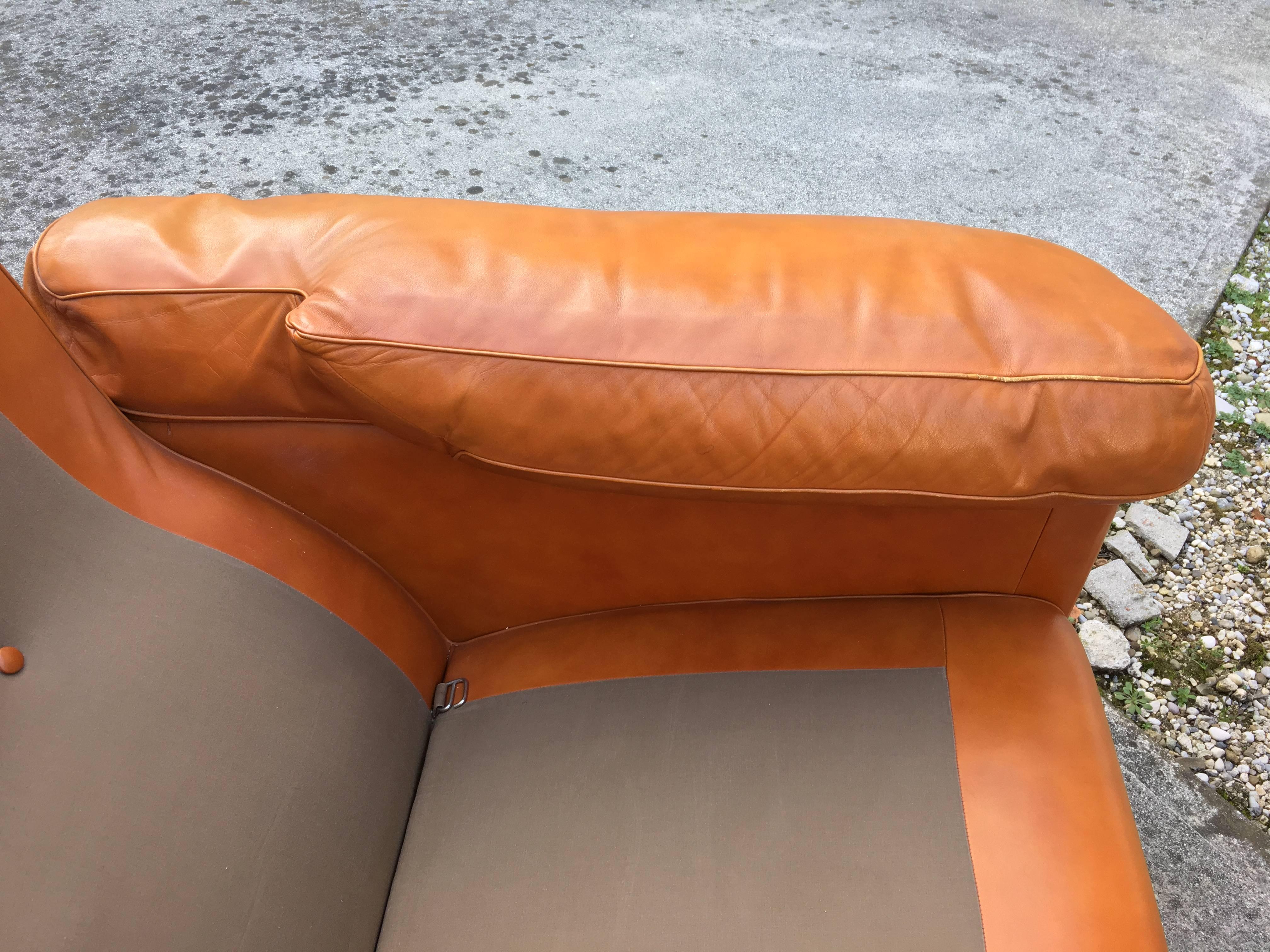 Armchair Easy Chairs Petronio Leather Tito Agnoli Poltrona Frau, 1970, Italy In Good Condition For Sale In Udine, IT