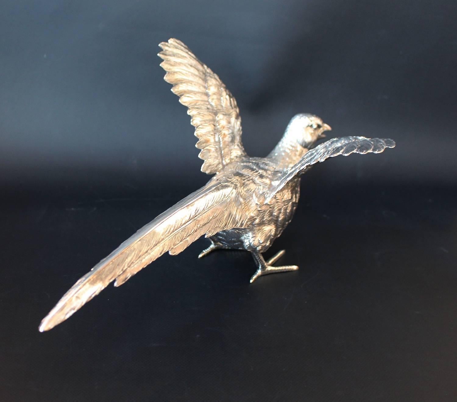 20th Century Sterling Silver Pheasants
