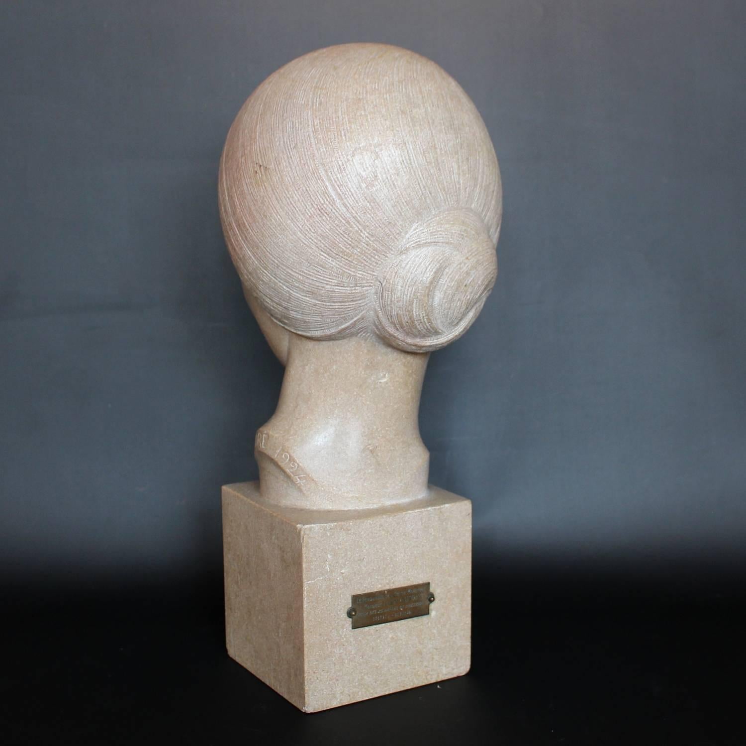 French Art Deco Stone Bust