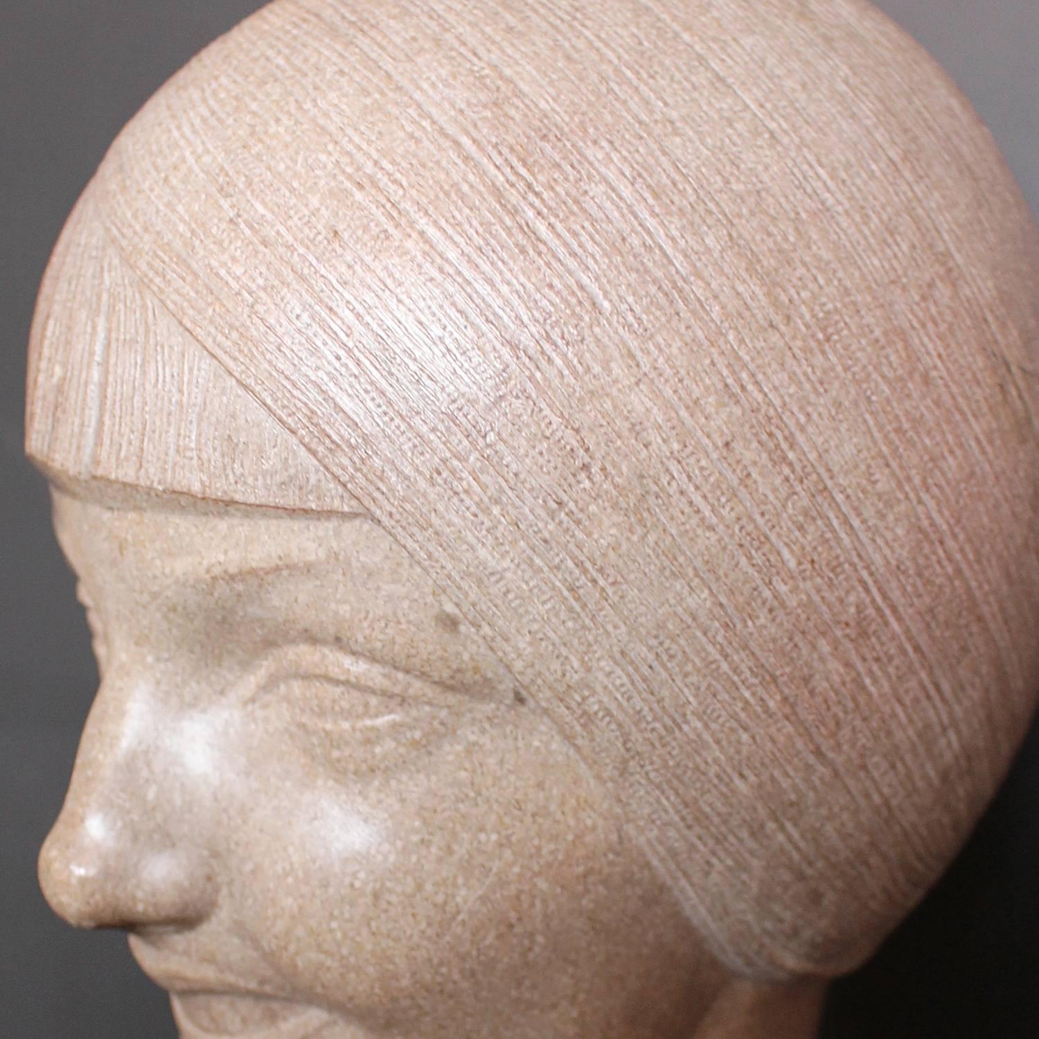 Art Deco Stone Bust In Excellent Condition In Forest Row, East Sussex