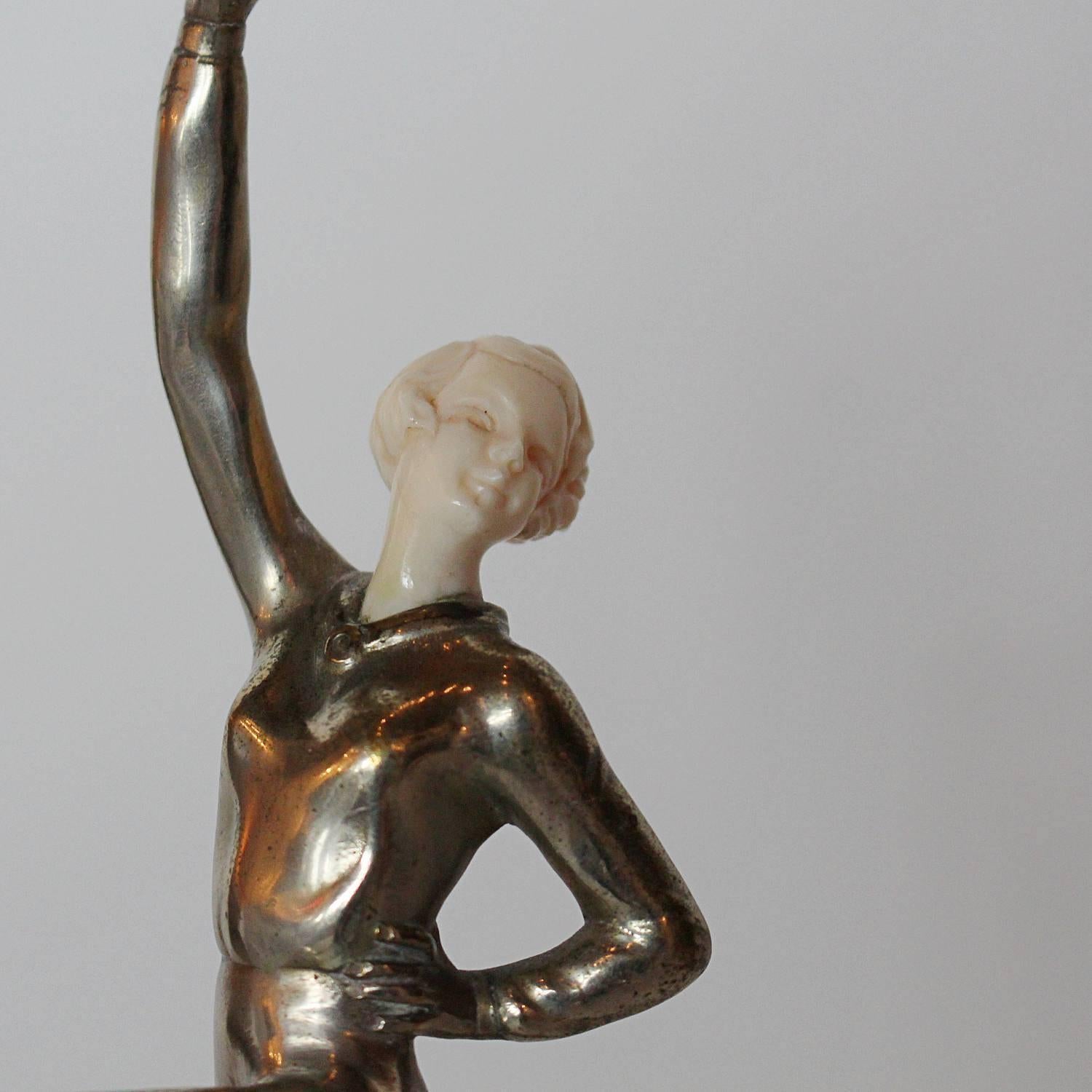 Silvered Art Deco Figure by Lorenzl