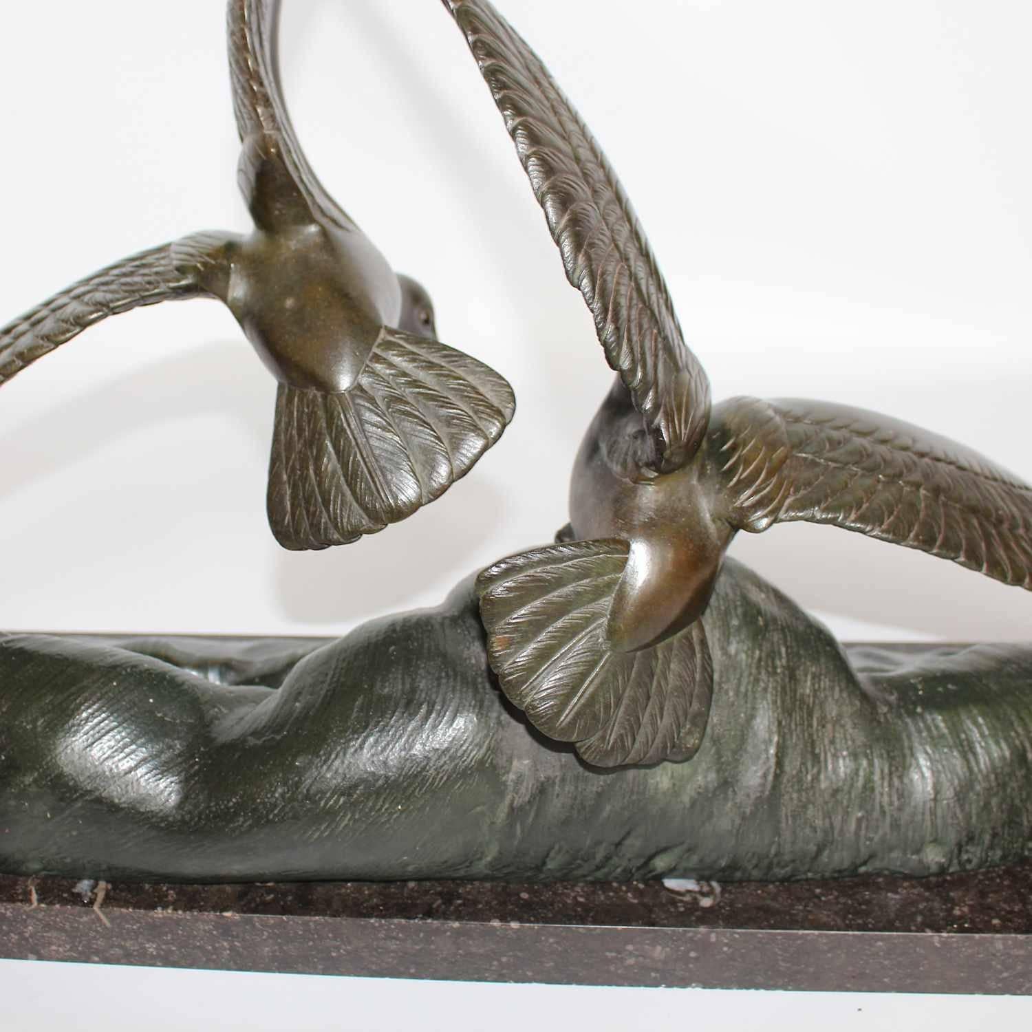 Patinated Art Deco Bronze Seagulls