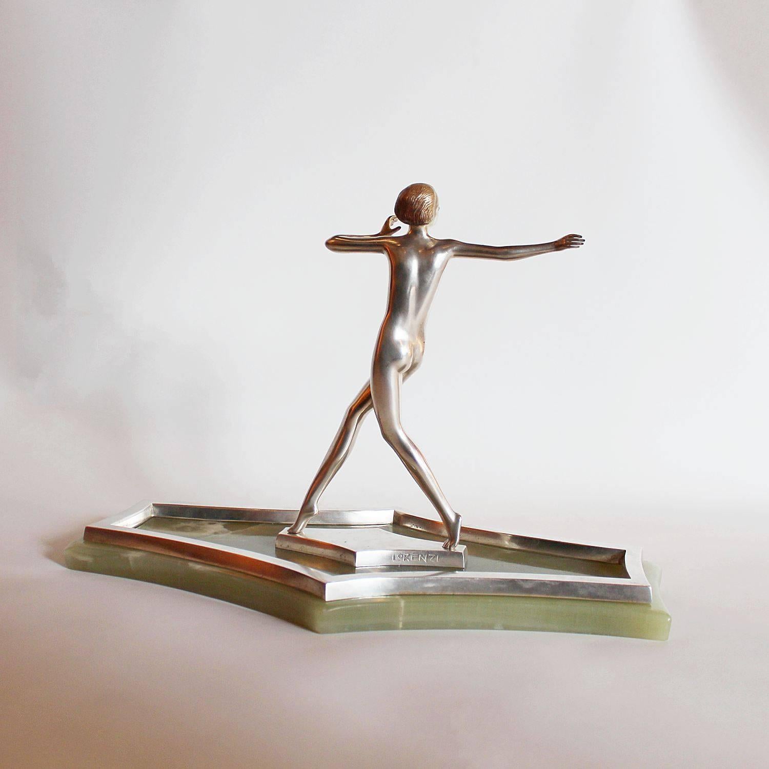 Art Deco Silvered Bronze Dancer In Good Condition In Forest Row, East Sussex