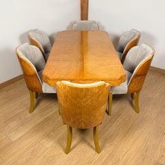 An Original English Art Satinwood Dining Table and Chairs