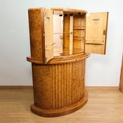 Stunning English Art Deco Burr Walnut Cocktail Cabinet by Harry & Lou Epstein