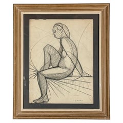 Un estudio figurativo de mediados de siglo de una mujer sentada, obra de Marceau Constantin