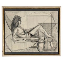 Un estudio figurativo de mediados de siglo de una mujer recostada, obra de Marceau Constantin