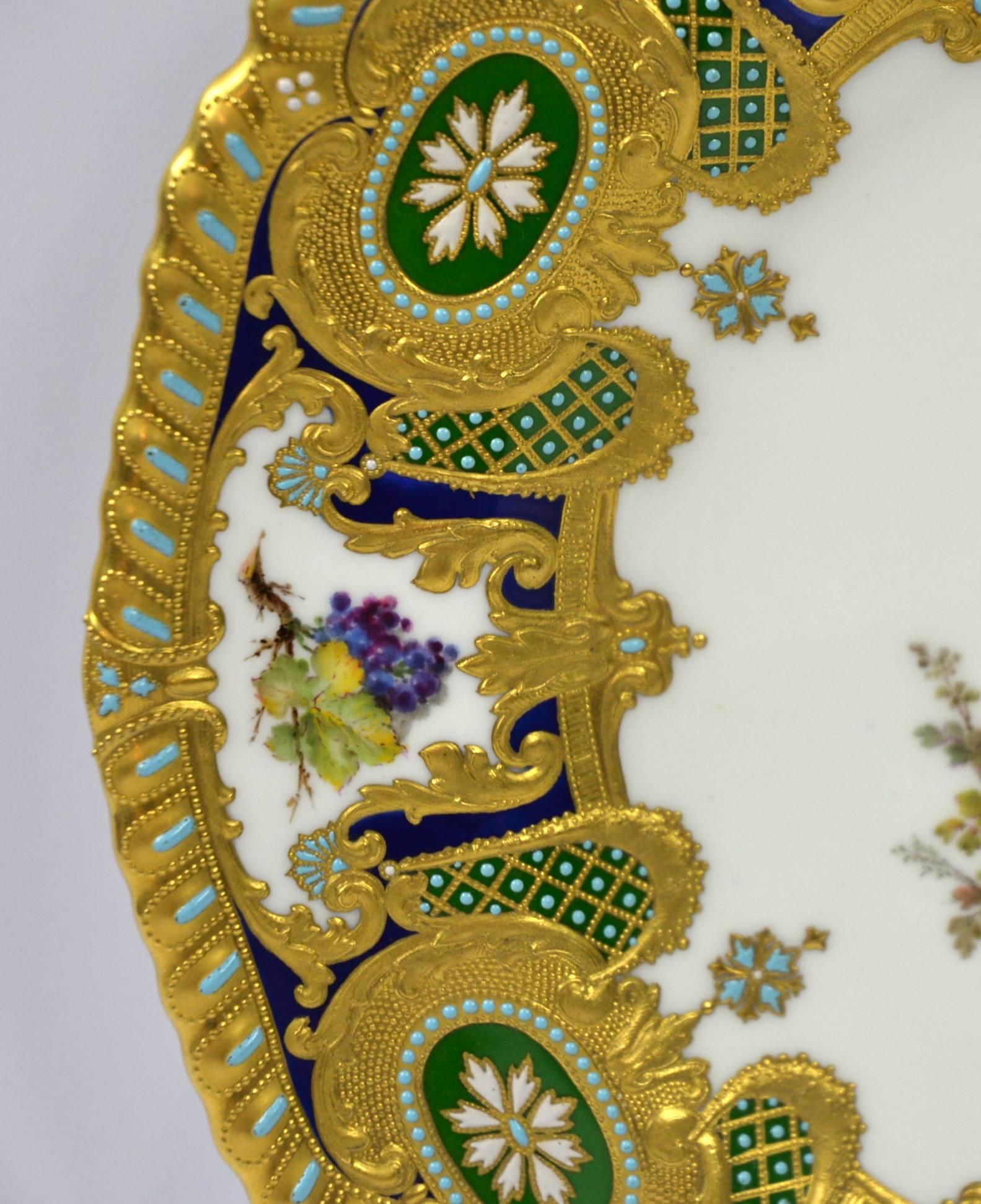 Edwardian Royal Crown Derby Cabinet Plate by Desire Leroy For Sale