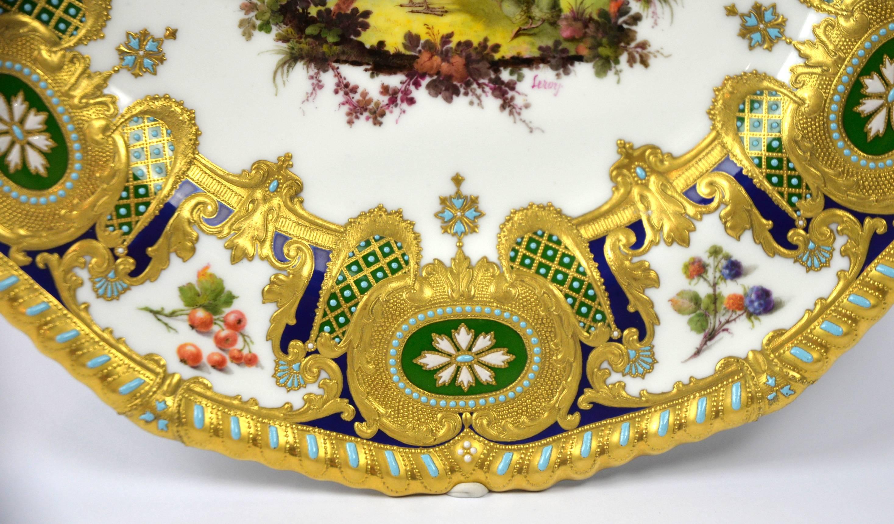 English Royal Crown Derby Cabinet Plate by Desire Leroy For Sale