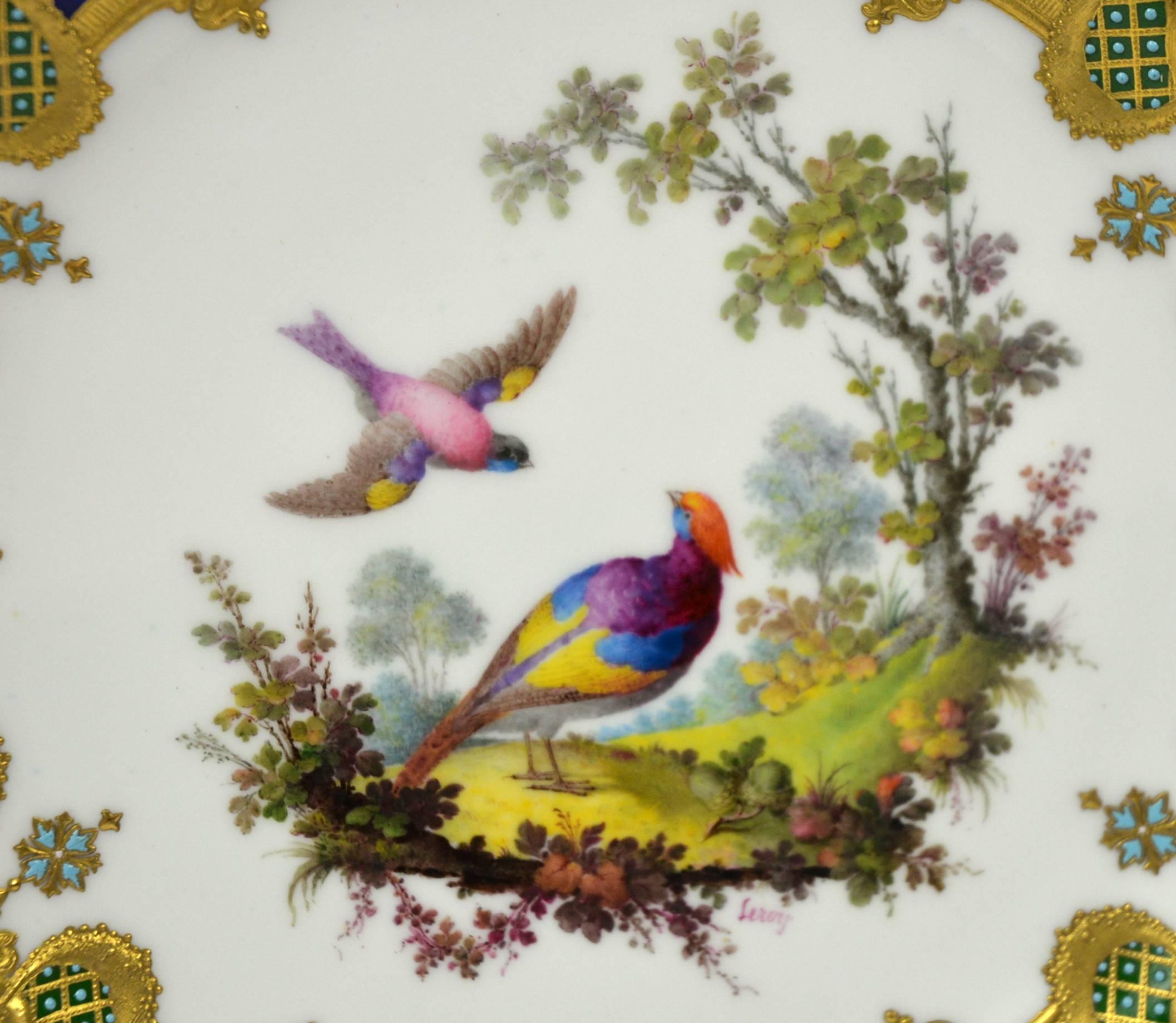 Royal Crown Derby Cabinet Plate by Desire Leroy In Excellent Condition For Sale In Adelaide, South Australia