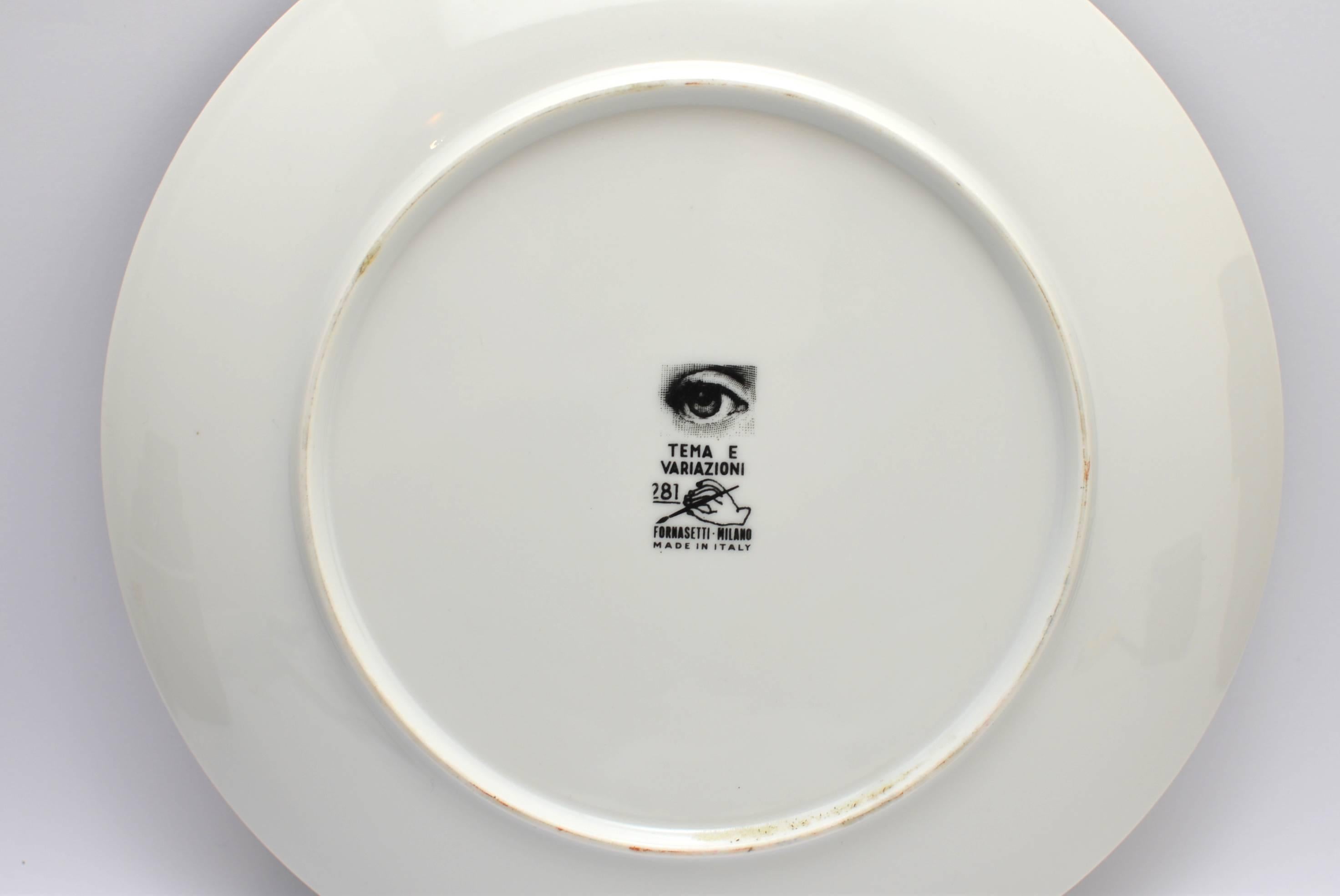 Mid-Century Modern Two Plates Designed by Piero Fornasetti, by Fornasetti of Milan, Italy