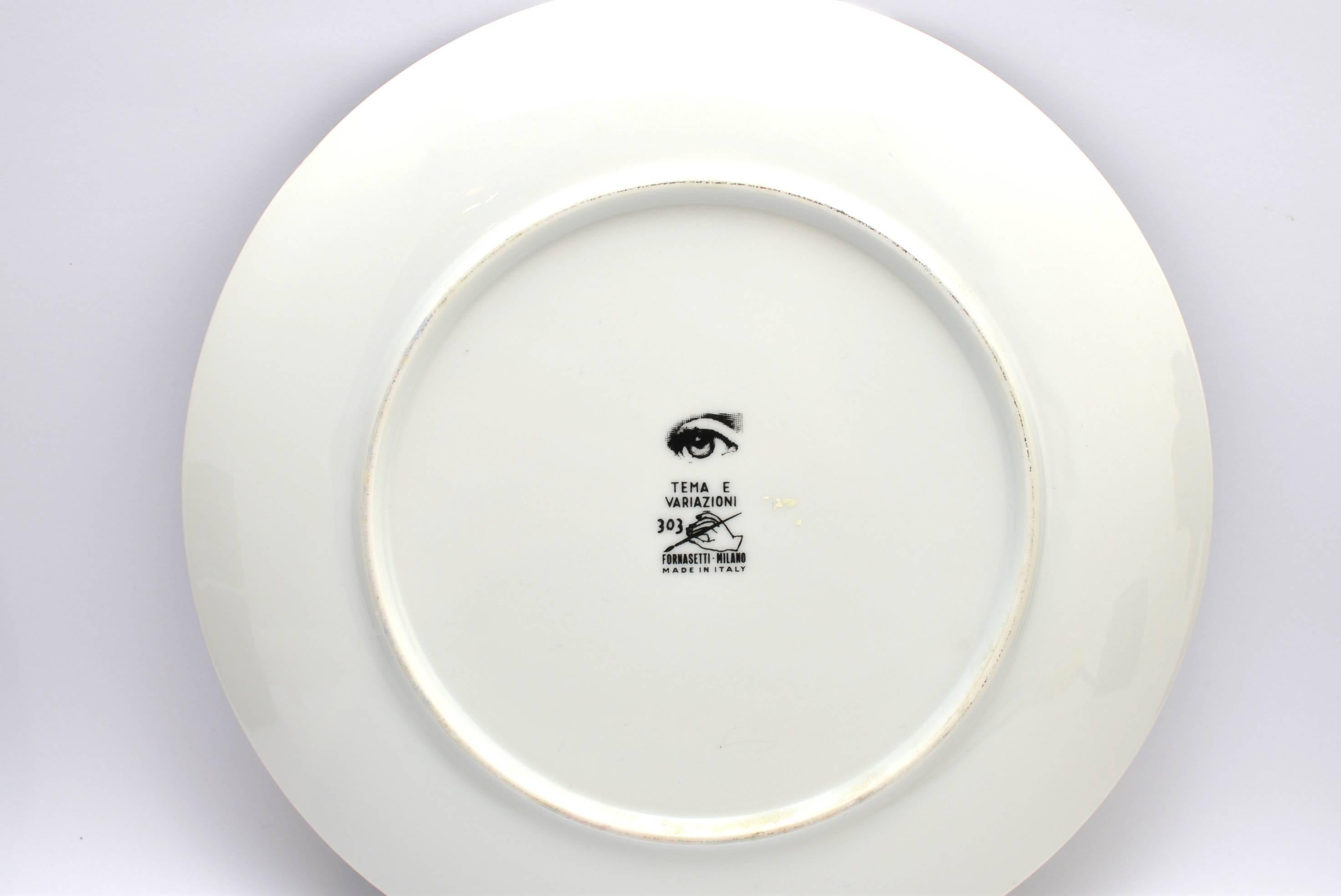 Italian Two Plates Designed by Piero Fornasetti, by Fornasetti of Milan, Italy